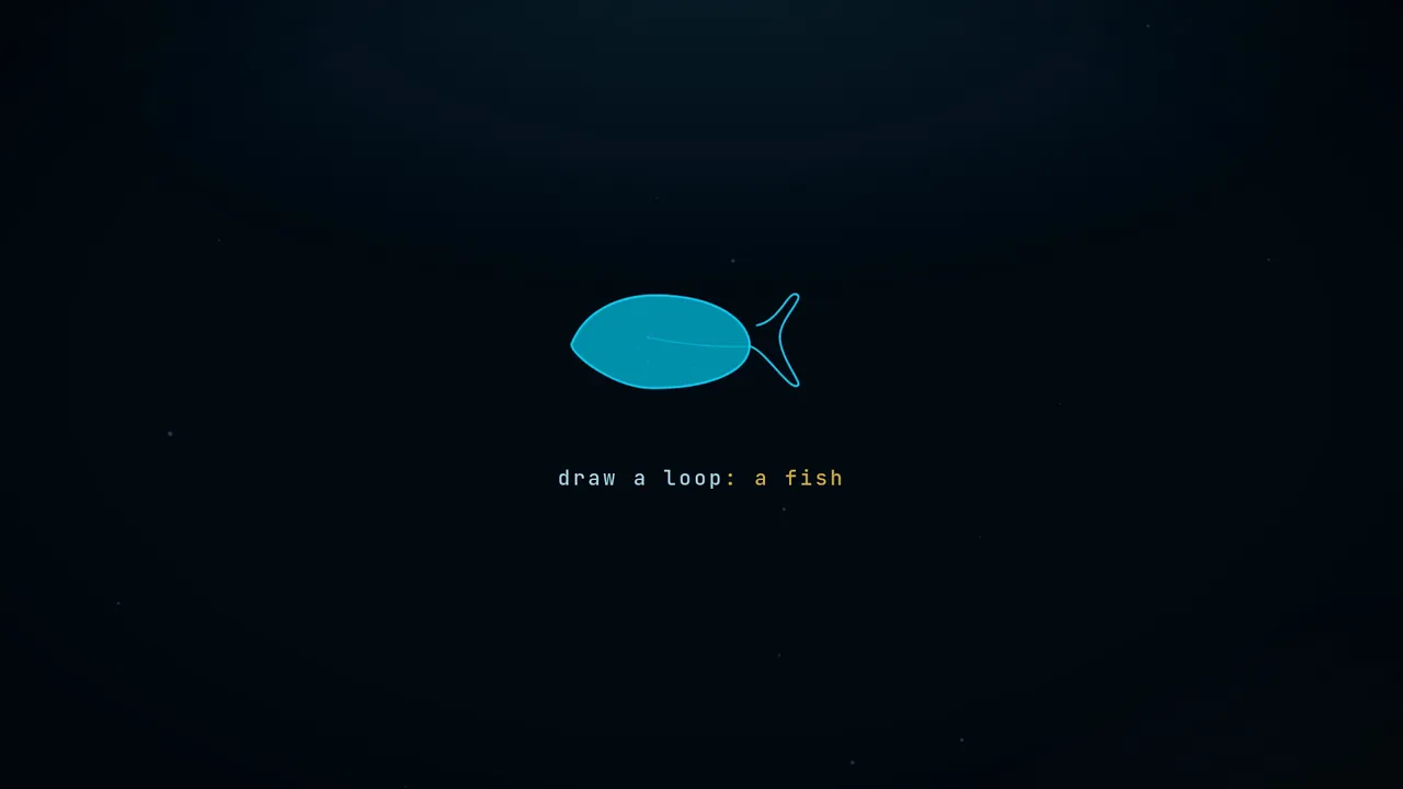 Cut 1 opening: a drawn loop becomes a fish