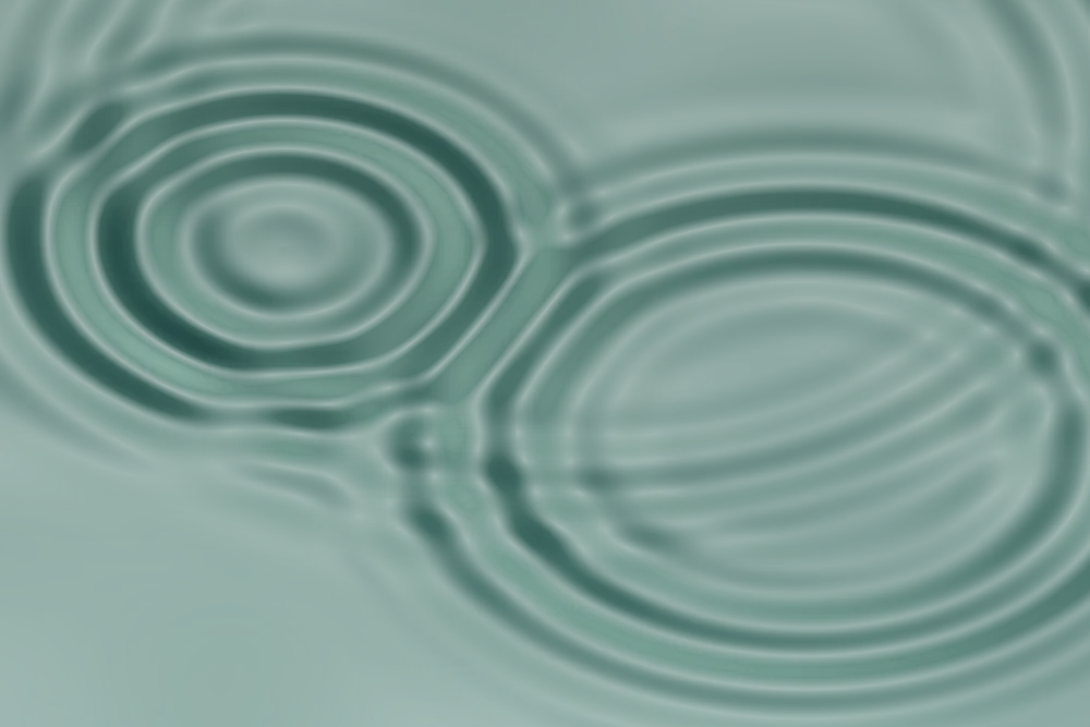The ripple pass: ring displacement over calm water, rendered alone